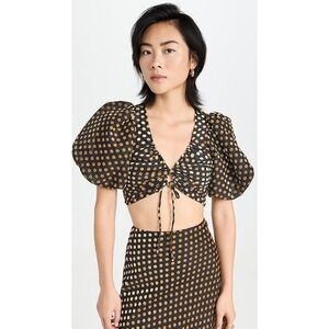 Rhode NWT Resort Lana Top Dot Jacquard Black and Gold Dot in‎ Size 4 MSRP $395